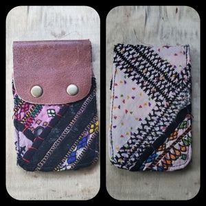 🌎👽 Free People Boho Embroidered Repurposed vtg banjara hippie Wallet card case